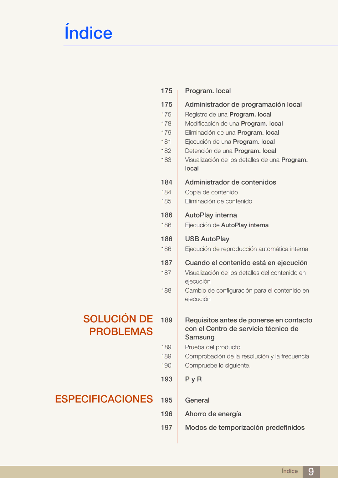 Samsung LH40MDBPLGC/EN, LH55MDBPLGC/EN, LH46MDBPLGC/EN, LH32MDBPLGC/EN manual Solución DE 189 Problemas 