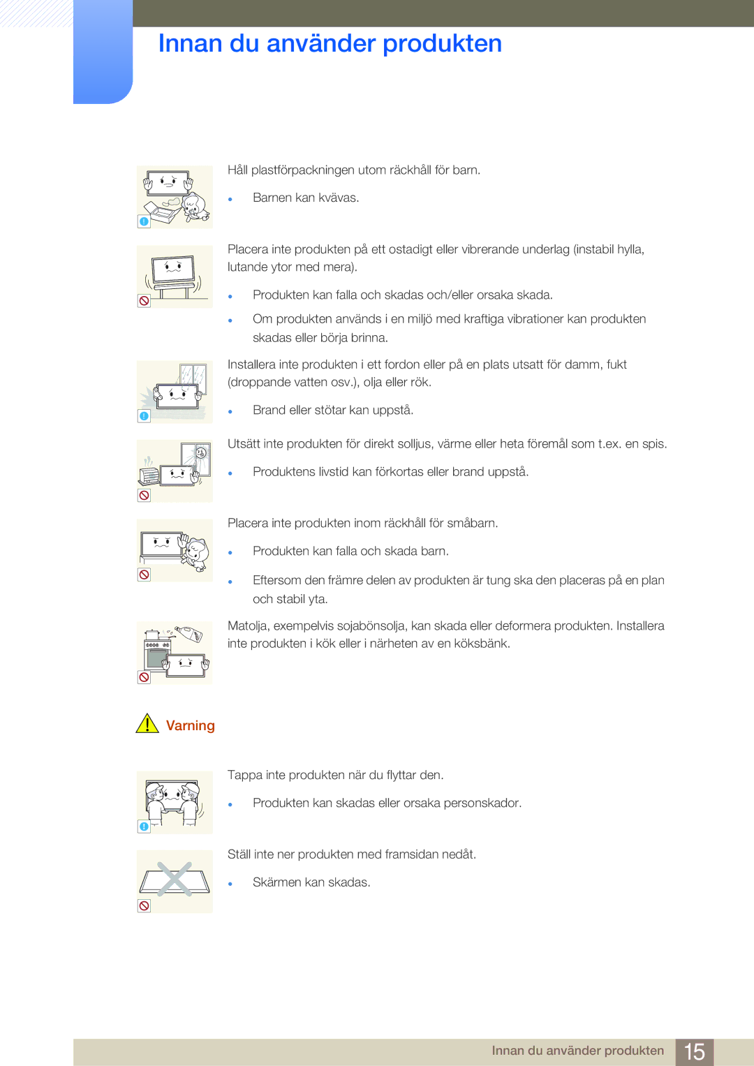 Samsung LH32MDBPLGC/EN, LH55MDBPLGC/EN, LH40MDBPLGC/EN, LH46MDBPLGC/EN manual Innan du använder produkten 