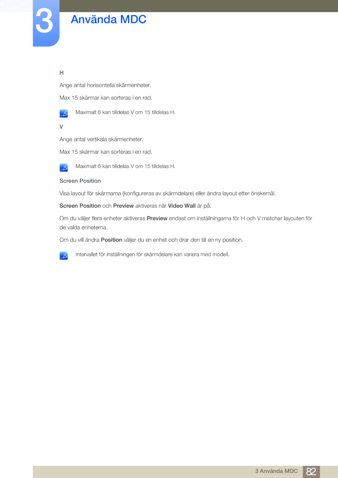 Samsung LH46MDBPLGC/EN, LH55MDBPLGC/EN, LH40MDBPLGC/EN, LH32MDBPLGC/EN manual Screen Position 