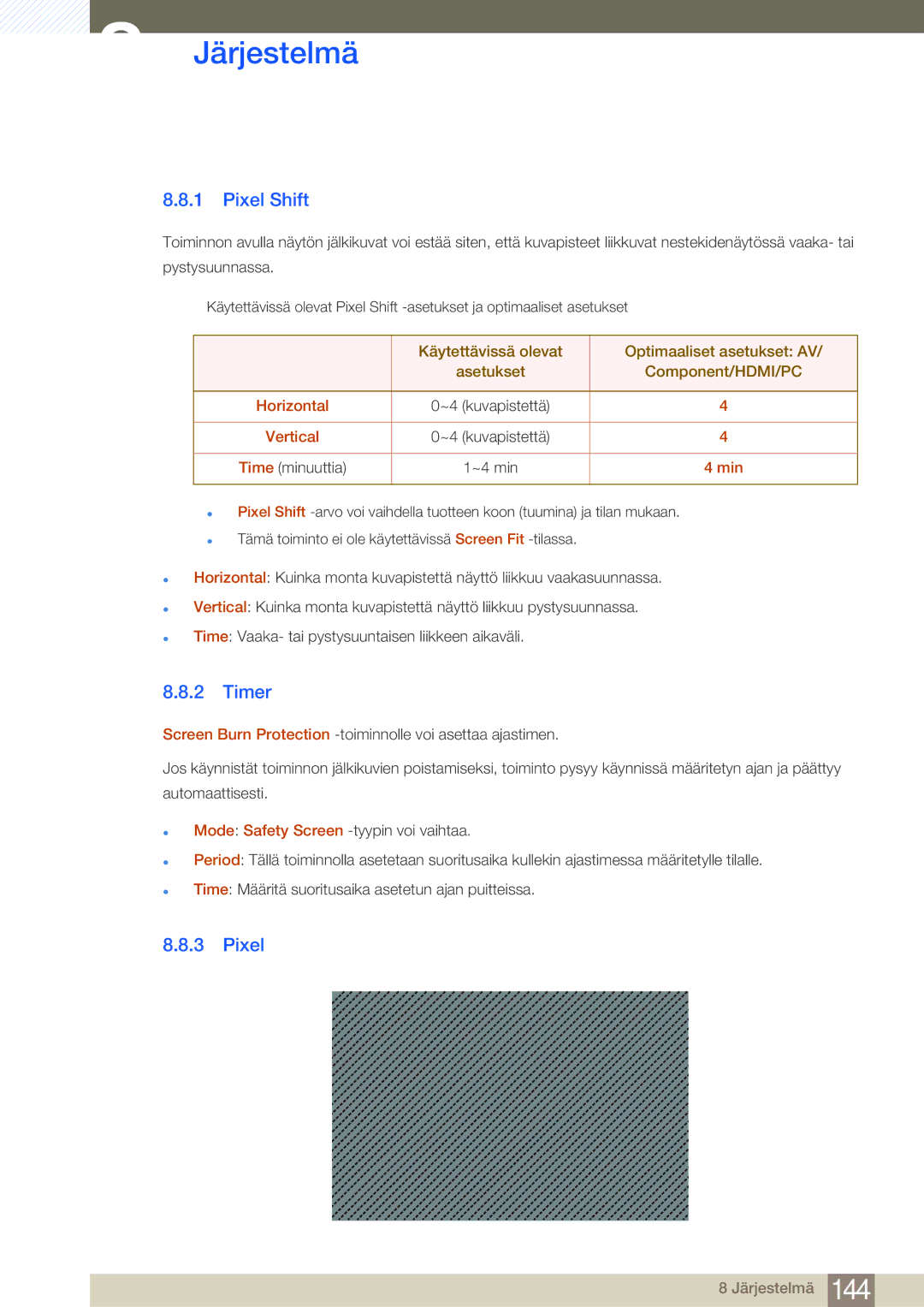 Samsung LH55MDBPLGC/EN, LH40MDBPLGC/EN, LH46MDBPLGC/EN, LH32MDBPLGC/EN manual Pixel Shift, Timer 