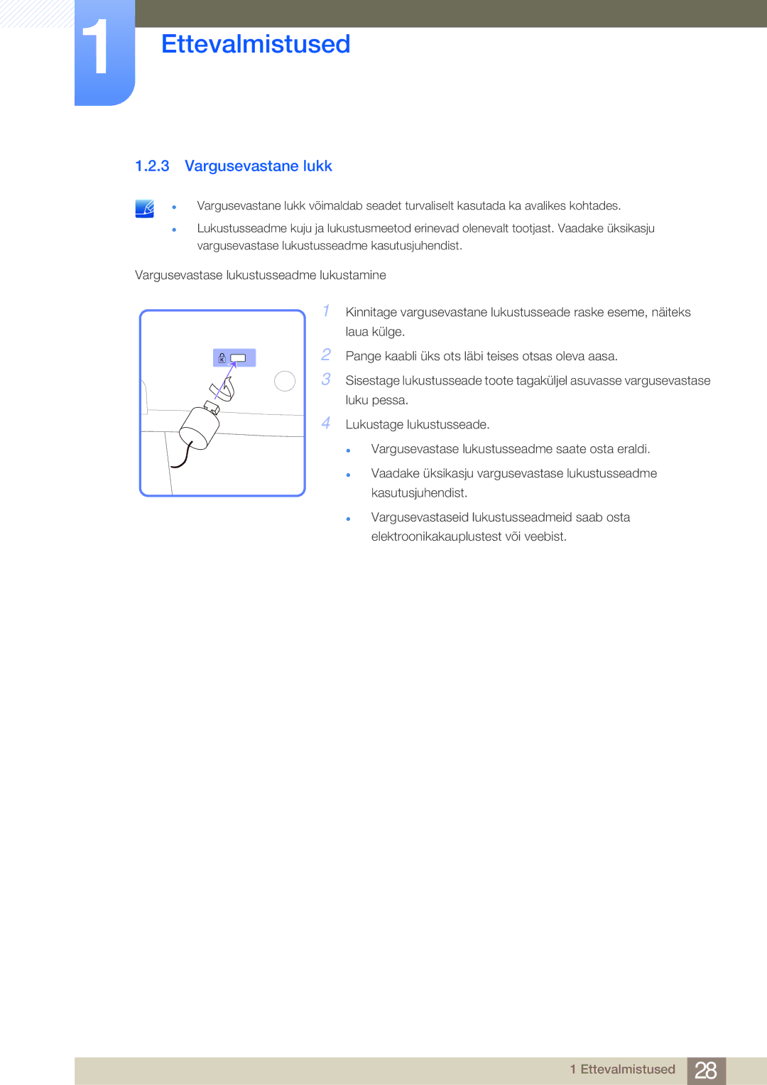 Samsung LH55MDBPLGC/EN, LH40MDBPLGC/EN, LH46MDBPLGC/EN, LH32MDBPLGC/EN manual Vargusevastane lukk 