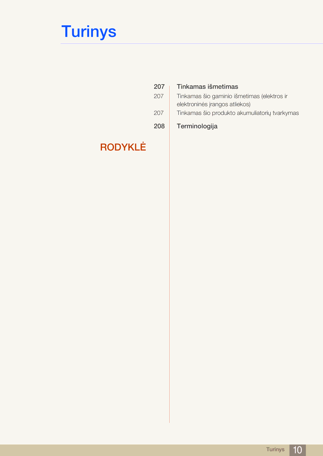 Samsung LH46MDBPLGC/EN, LH55MDBPLGC/EN, LH40MDBPLGC/EN, LH32MDBPLGC/EN manual Rodyklė 