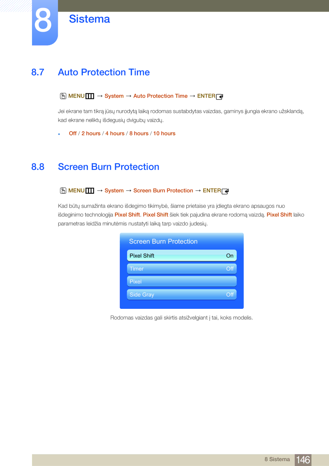 Samsung LH46MDBPLGC/EN, LH55MDBPLGC/EN, LH40MDBPLGC/EN, LH32MDBPLGC/EN manual Auto Protection Time, Screen Burn Protection 