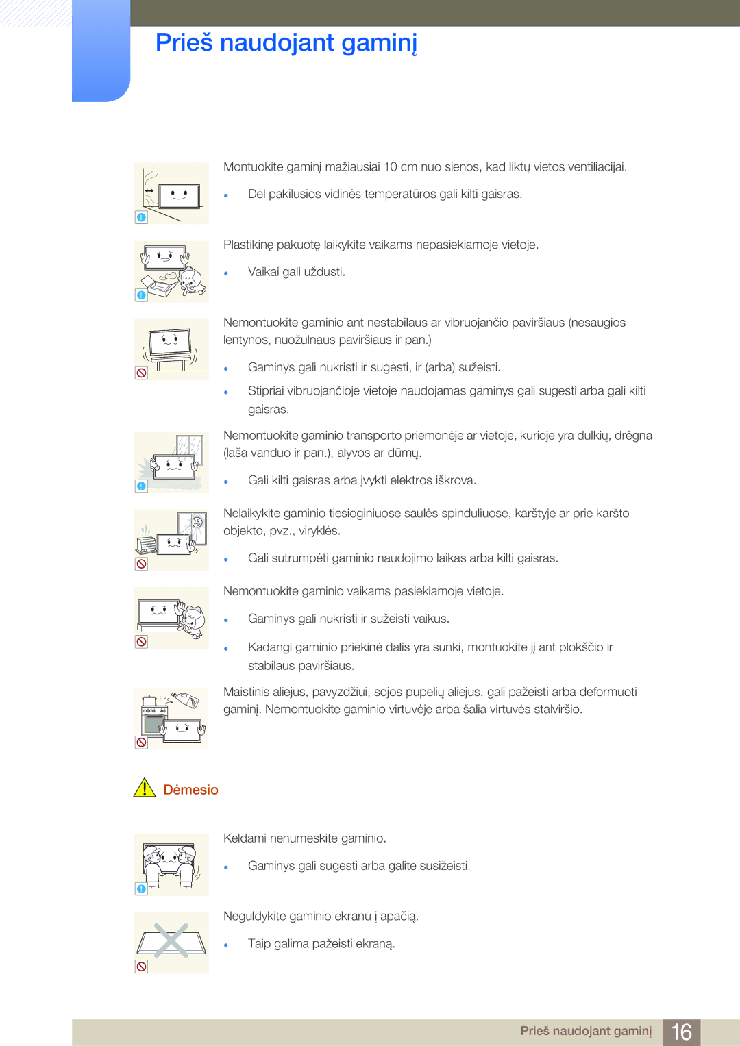 Samsung LH55MDBPLGC/EN, LH40MDBPLGC/EN, LH46MDBPLGC/EN, LH32MDBPLGC/EN manual Prieš naudojant gaminį 