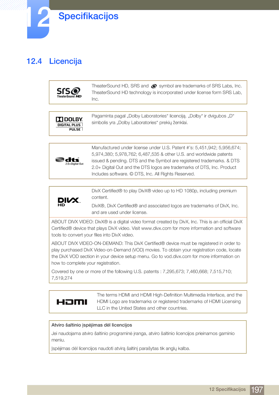 Samsung LH40MDBPLGC/EN, LH55MDBPLGC/EN, LH46MDBPLGC/EN, LH32MDBPLGC/EN manual Licencija 