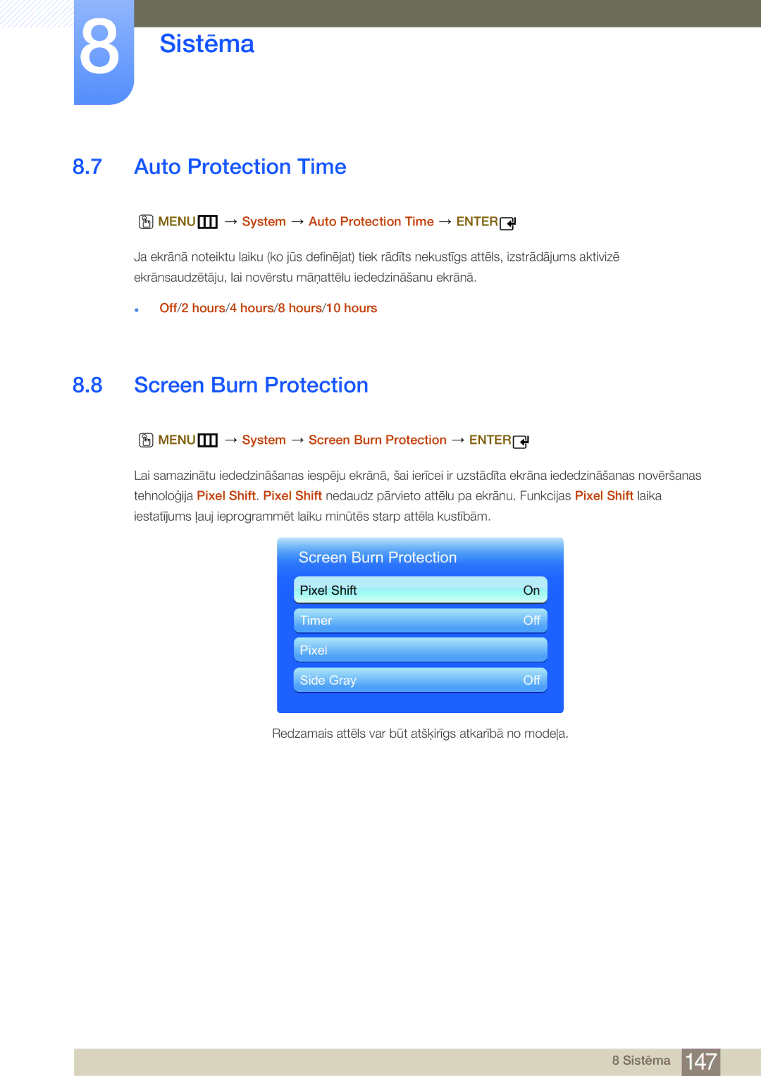 Samsung LH32MDBPLGC/EN, LH55MDBPLGC/EN, LH40MDBPLGC/EN, LH46MDBPLGC/EN manual Auto Protection Time, Screen Burn Protection 