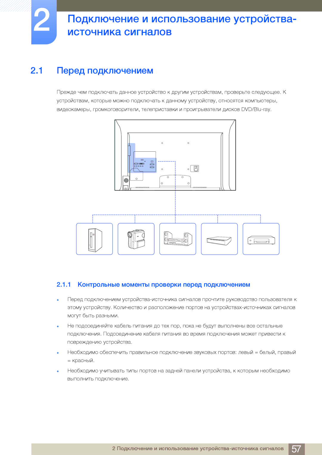 Samsung LH40MDBPLGC/EN, LH55MDBPLGC/EN manual Подключение и использование устройства, Источника сигналов, Перед подключением 