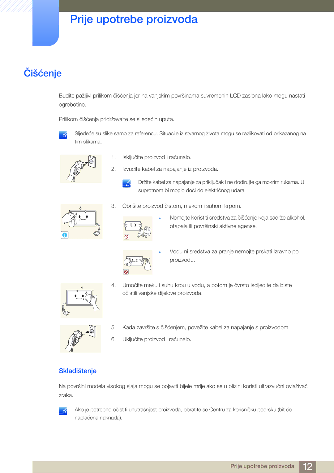 Samsung LH55MDBPLGC/EN, LH40MDBPLGC/EN, LH46MDBPLGC/EN manual Čišćenje, Skladištenje 