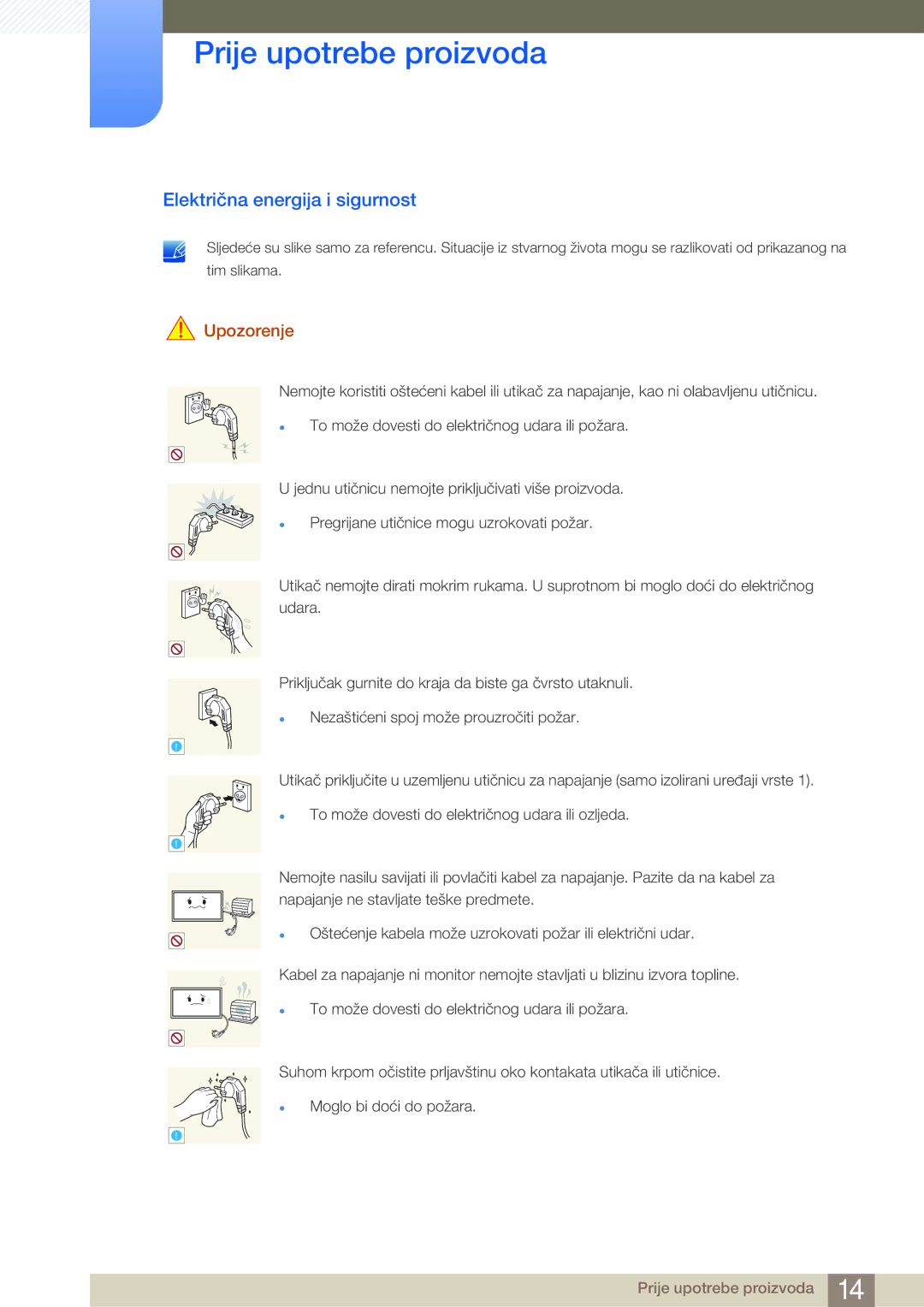 Samsung LH46MDBPLGC/EN, LH55MDBPLGC/EN, LH40MDBPLGC/EN manual Električna energija i sigurnost, Upozorenje 