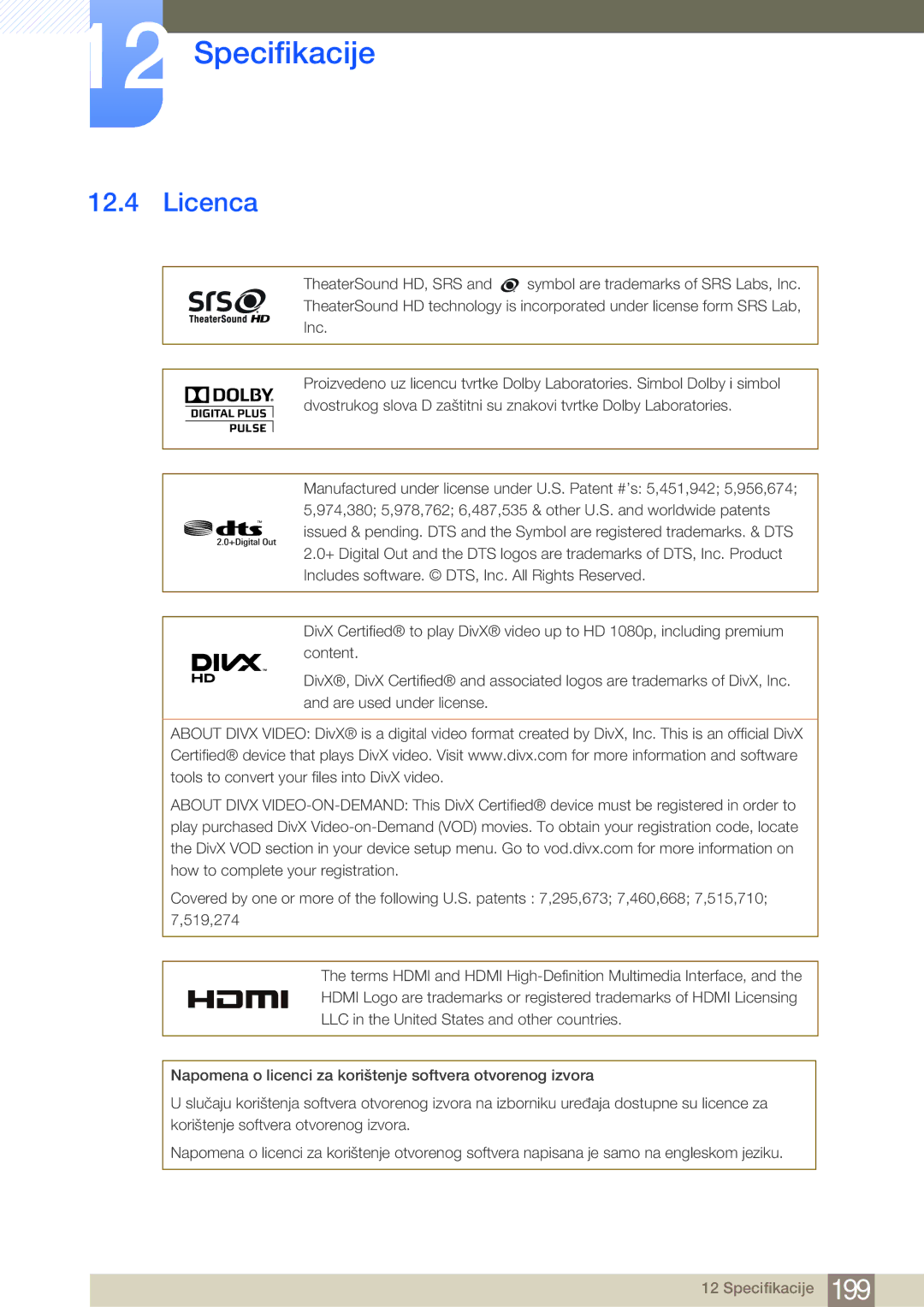 Samsung LH40MDBPLGC/EN, LH55MDBPLGC/EN, LH46MDBPLGC/EN manual Licenca 