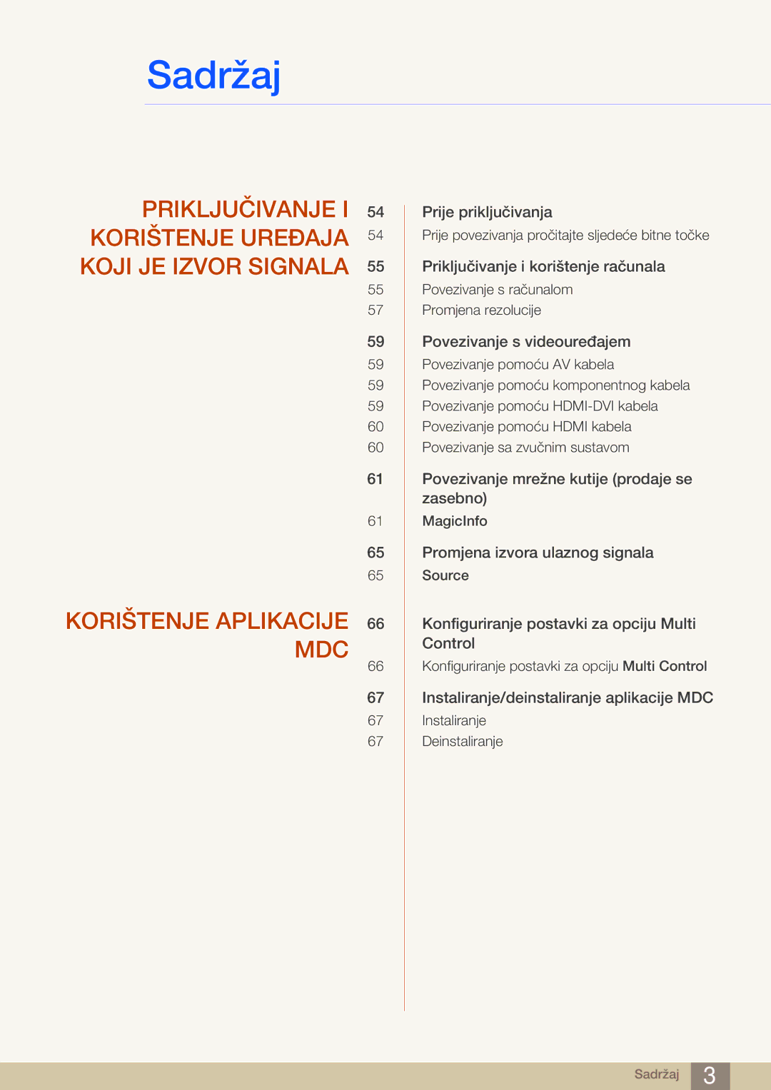 Samsung LH55MDBPLGC/EN, LH40MDBPLGC/EN, LH46MDBPLGC/EN manual Prije priključivanja 