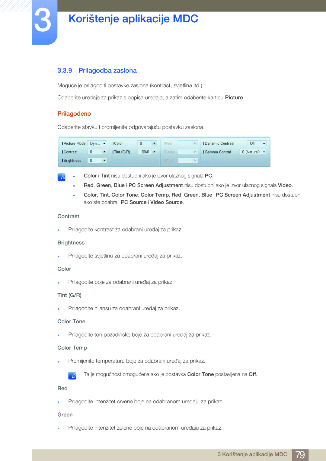 Samsung LH40MDBPLGC/EN, LH55MDBPLGC/EN, LH46MDBPLGC/EN manual Prilagodba zaslona, Prilagođeno 