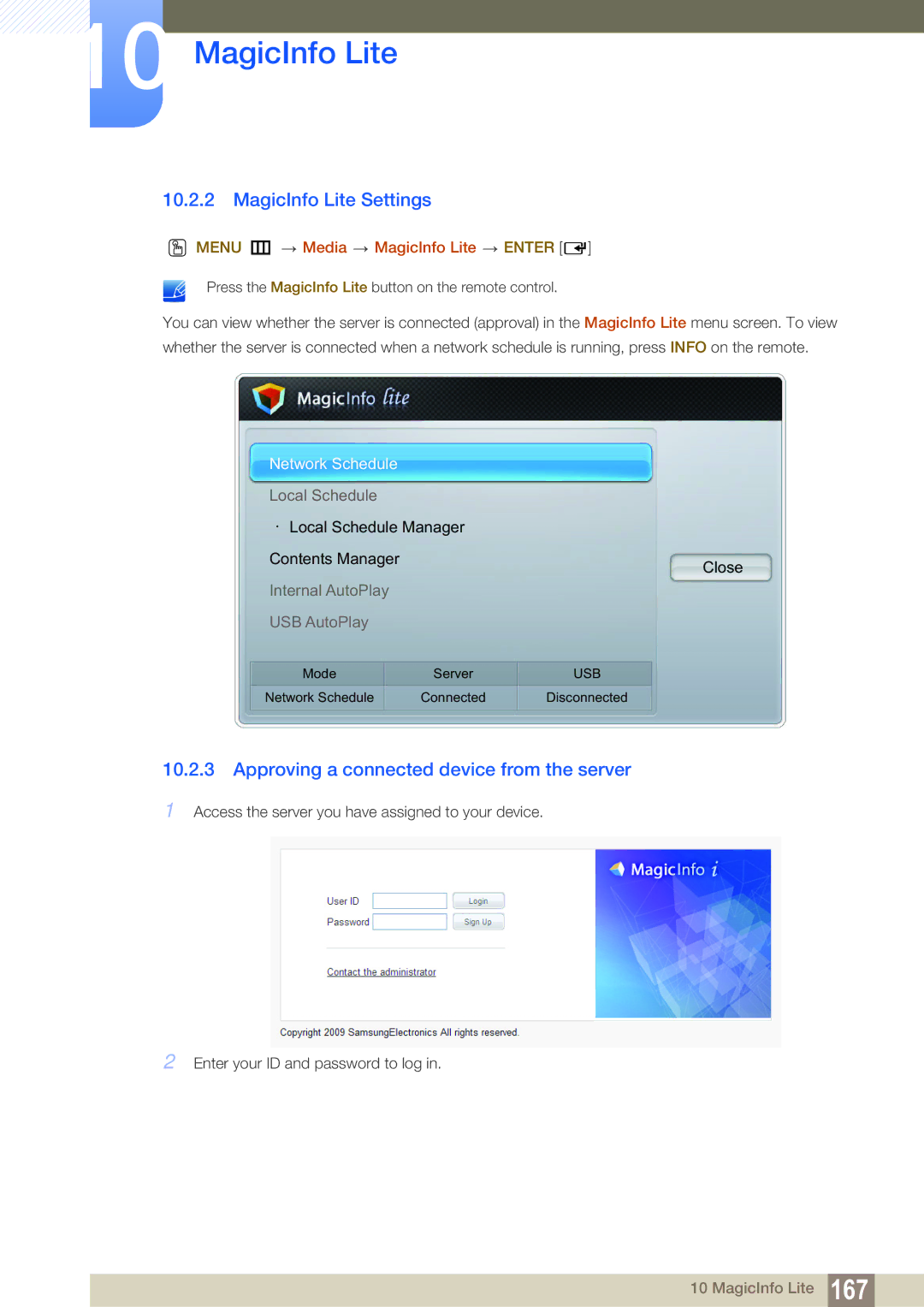 Samsung LH55MEBPLGC/XS, LH55MEBPLGC/EN manual MagicInfo Lite Settings, Approving a connected device from the server 