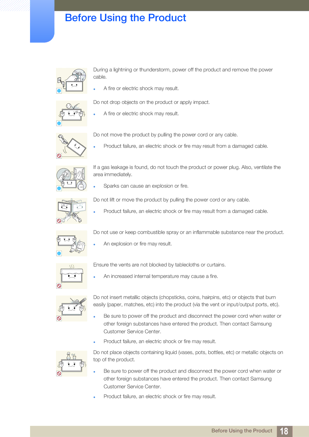 Samsung LH55MEBPLGC/EN, LH55MEBPLGC/XY, LH55MEBPLGC/XS manual Sparks can cause an explosion or fire 