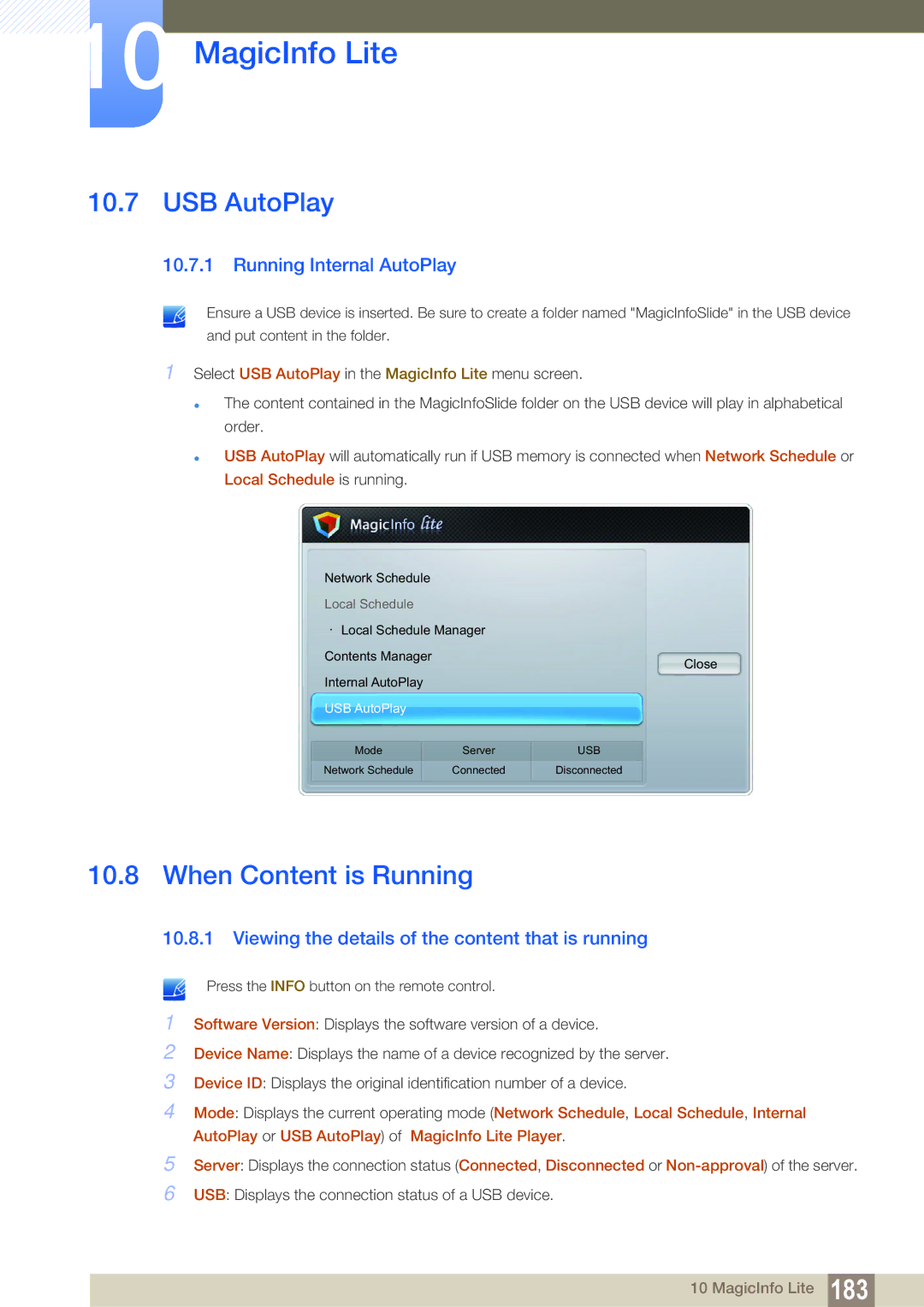 Samsung LH55MEBPLGC/EN, LH55MEBPLGC/XY, LH55MEBPLGC/XS manual USB AutoPlay, When Content is Running 