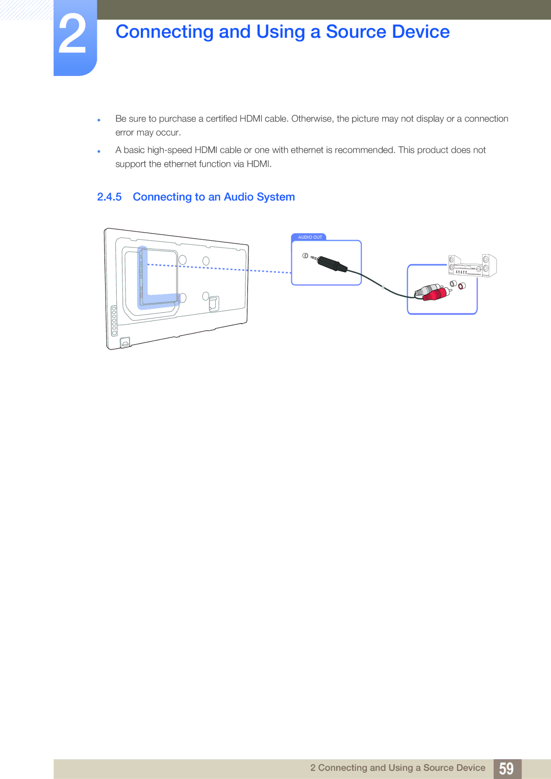 Samsung LH55MEBPLGC/XS, LH55MEBPLGC/EN, LH55MEBPLGC/XY manual Connecting to an Audio System 