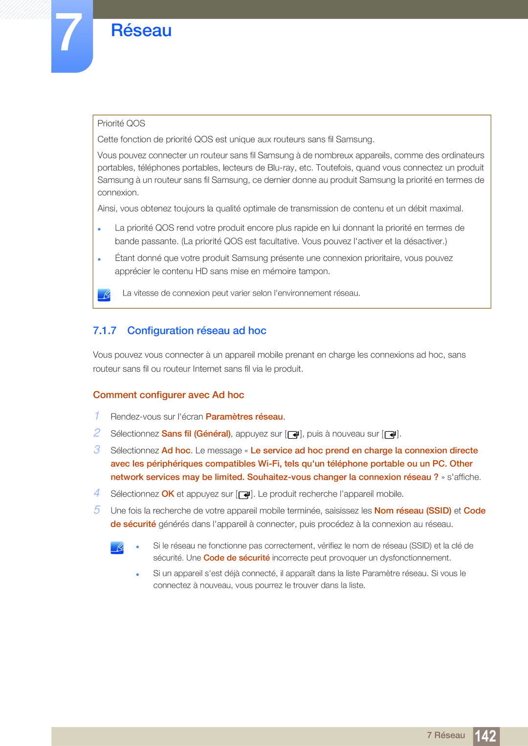 Samsung LH55MEBPLGC/EN manual Configuration réseau ad hoc, Comment configurer avec Ad hoc 