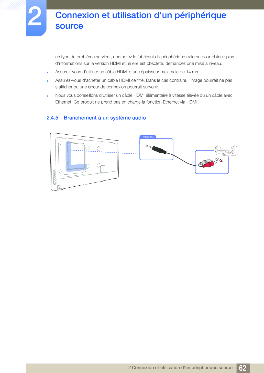 Samsung LH55MEBPLGC/EN manual Branchement à un système audio 