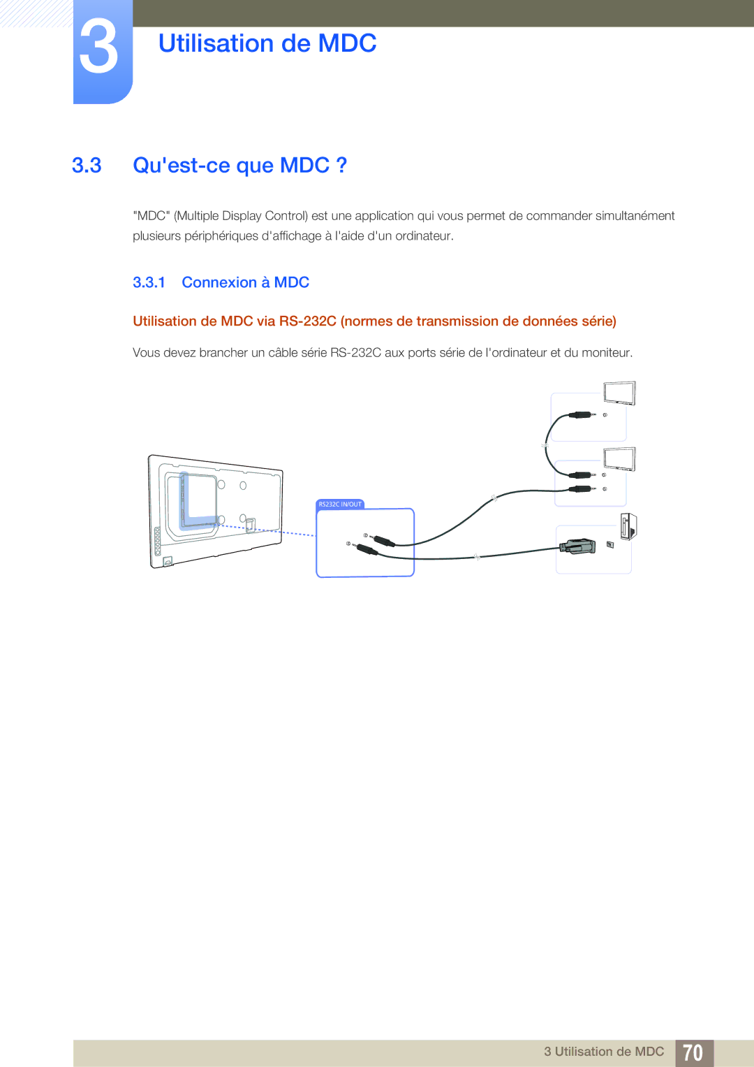 Samsung LH55MEBPLGC/EN manual Quest-ce que MDC ?, Connexion à MDC 