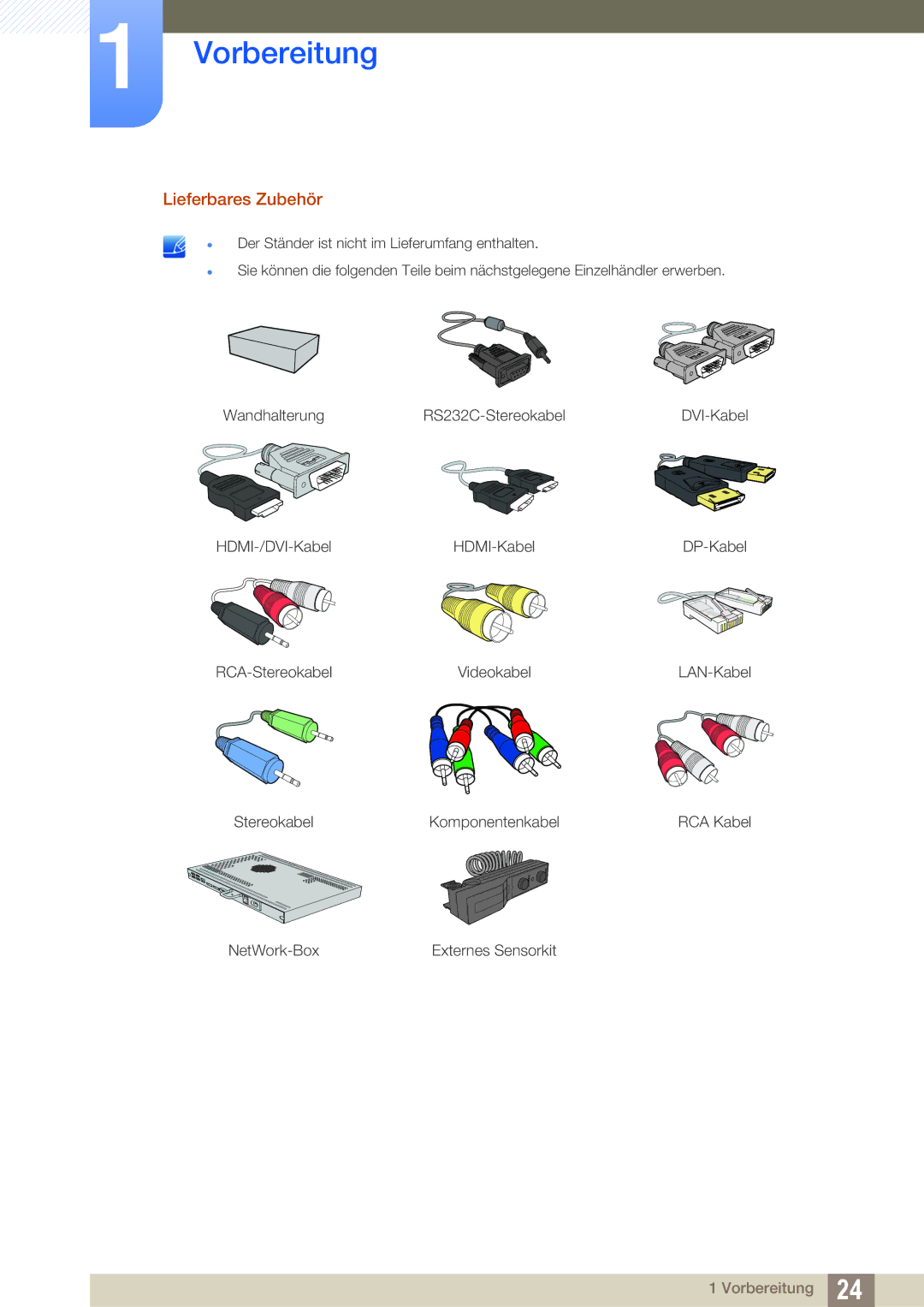 Samsung LH55MEBPLGC/EN manual Lieferbares Zubehör 