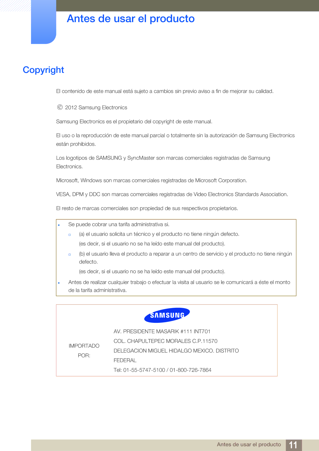 Samsung LH55MEBPLGC/EN manual Antes de usar el producto, Copyright 