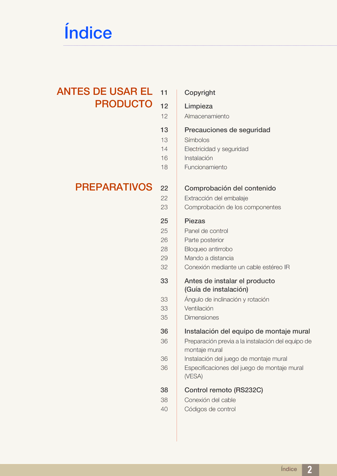 Samsung LH55MEBPLGC/EN manual Índice 