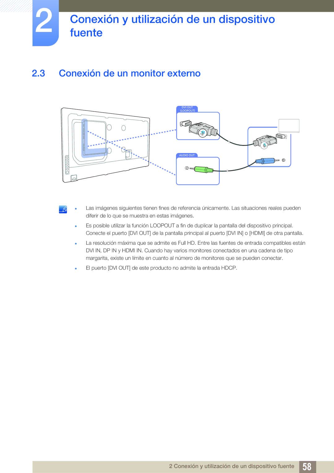 Samsung LH55MEBPLGC/EN manual Conexión de un monitor externo 