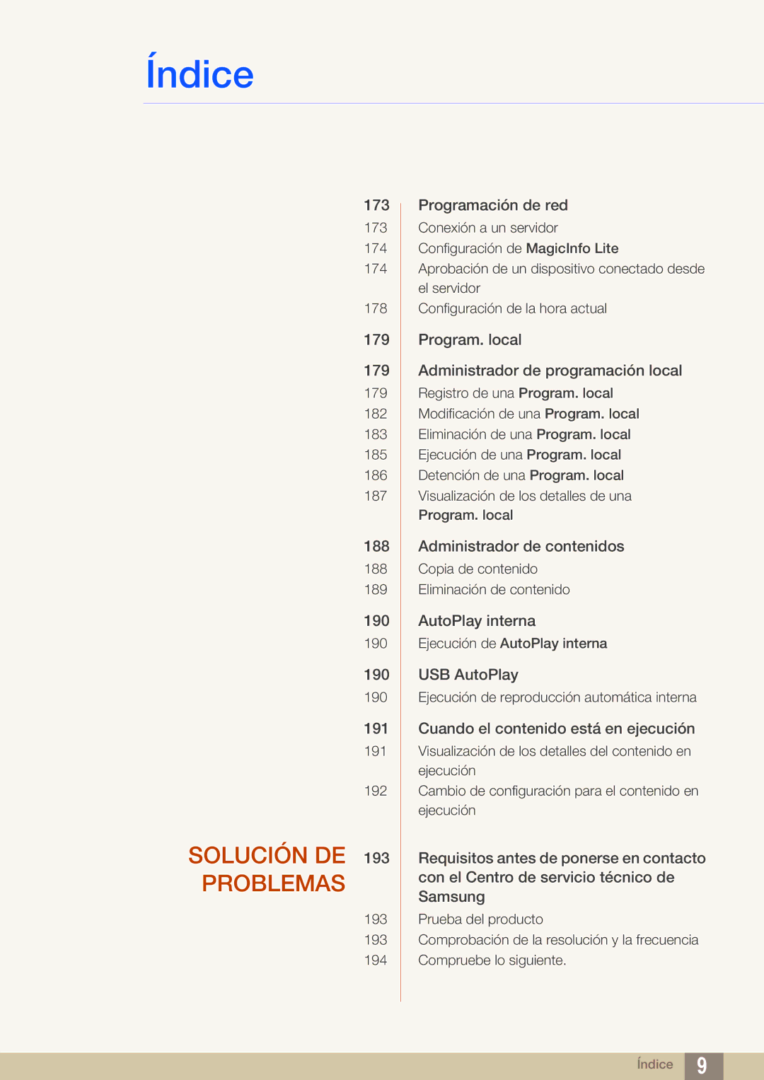 Samsung LH55MEBPLGC/EN manual Solución DE 193 Problemas 