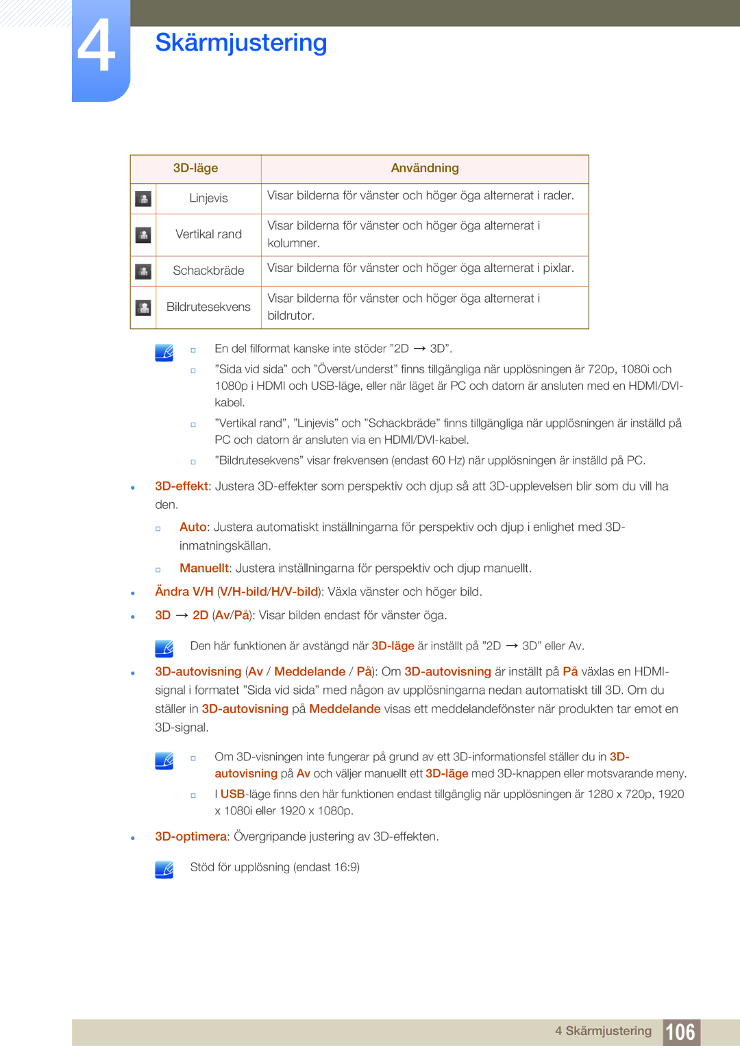 Samsung LH55MEBPLGC/EN manual Visar bilderna för vänster och höger öga alternerat i rader 