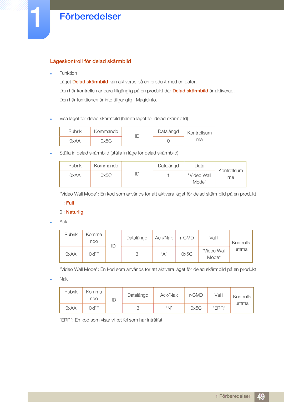 Samsung LH55MEBPLGC/EN manual Lägeskontroll för delad skärmbild, Naturlig 