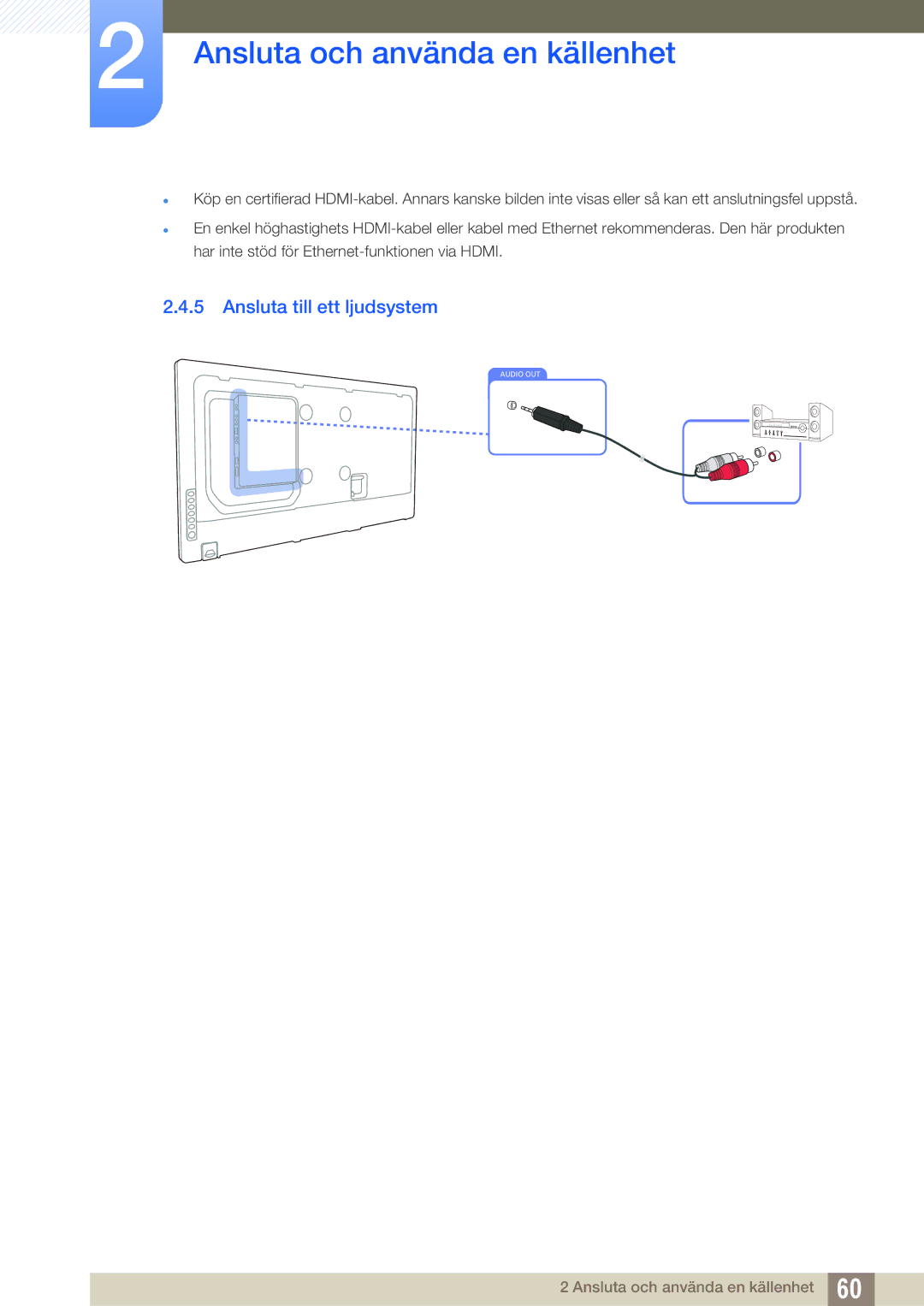 Samsung LH55MEBPLGC/EN manual Ansluta till ett ljudsystem 