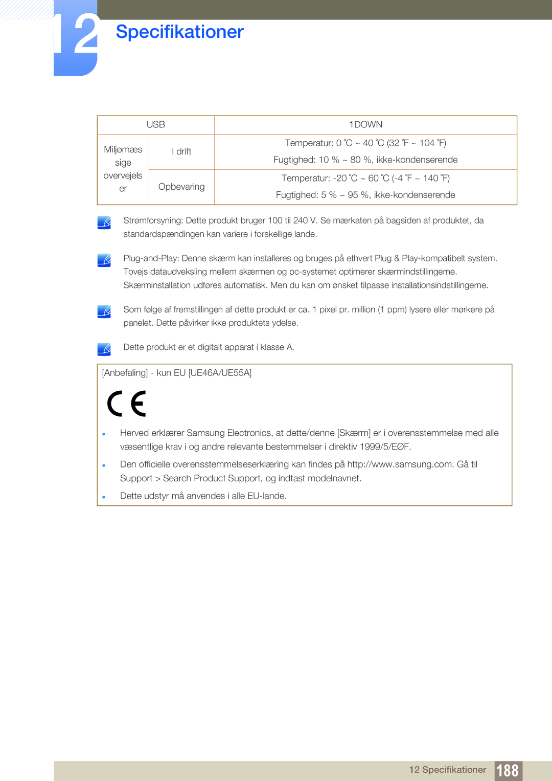 Samsung LH55MEBPLGC/EN manual USB 1DOWN 