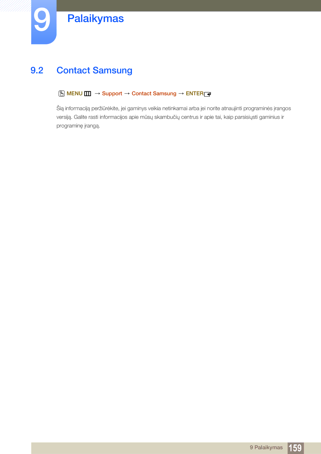 Samsung LH55MEBPLGC/EN manual Menu m Support Contact Samsung Enter 