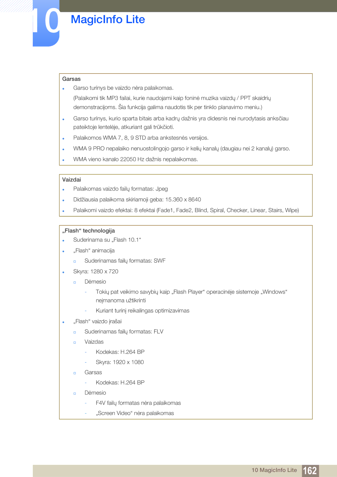 Samsung LH55MEBPLGC/EN manual Garsas  Garso turinys be vaizdo nėra palaikomas 