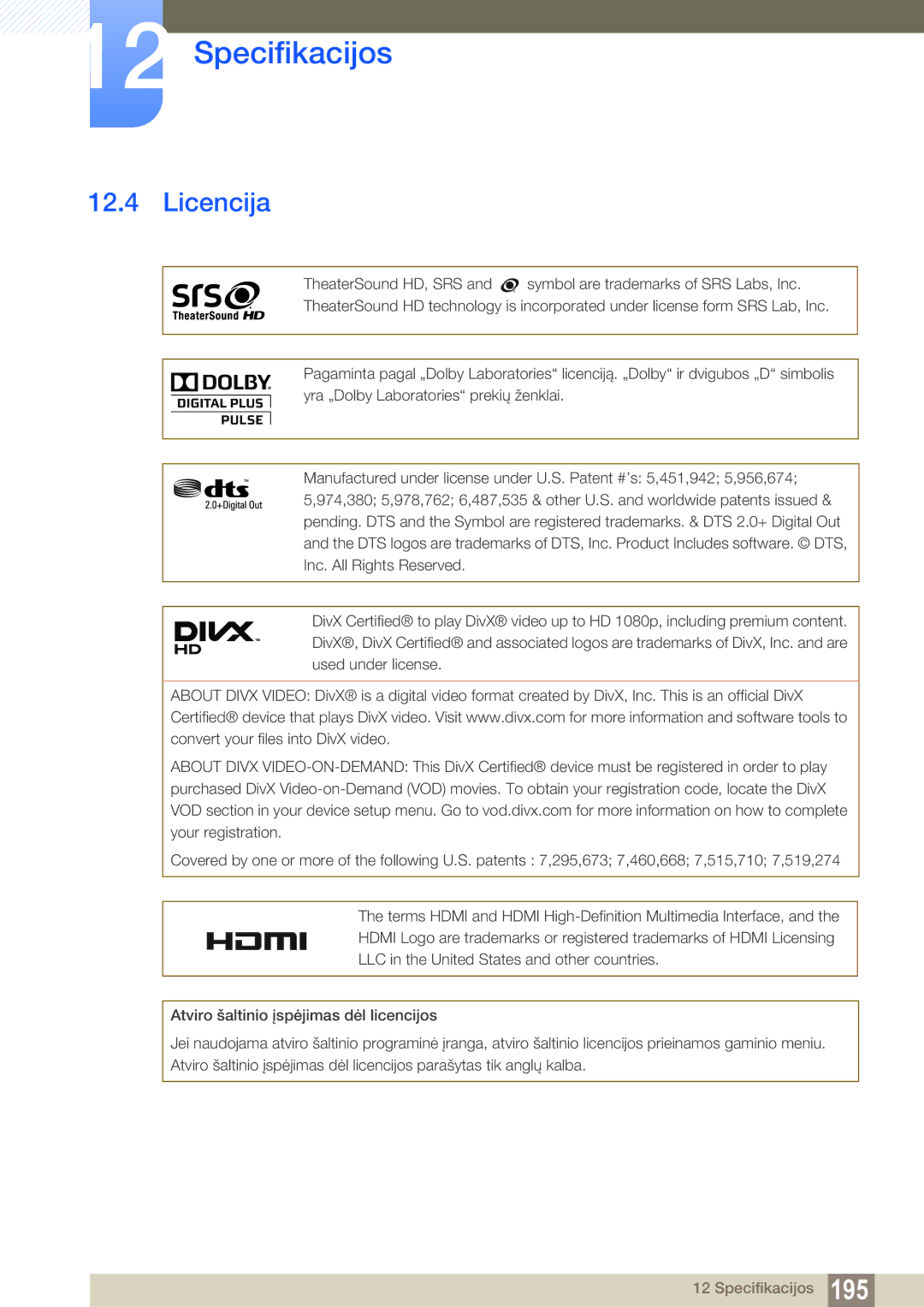 Samsung LH55MEBPLGC/EN manual Licencija 