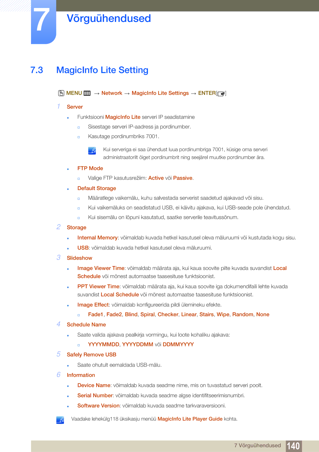 Samsung LH55MEBPLGC/EN manual MagicInfo Lite Setting 