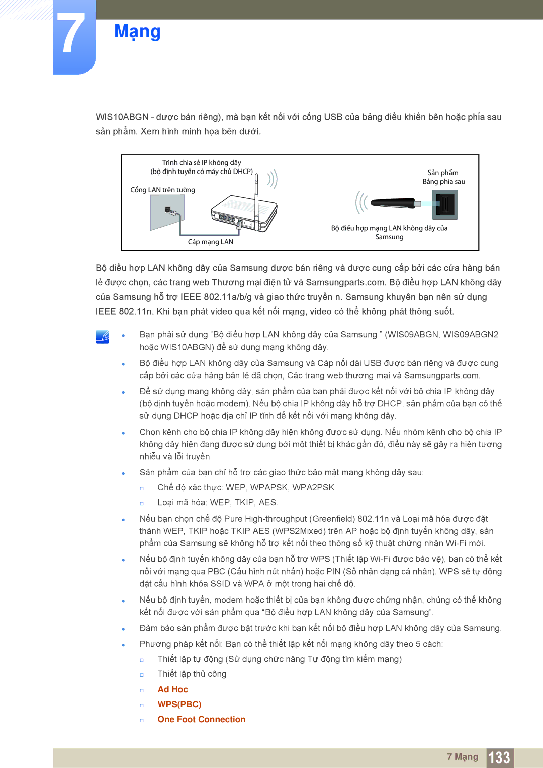 Samsung LH55MEBPLGC/XS, LH55MEBPLGC/XY manual Ad Hoc, One Foot Connection 