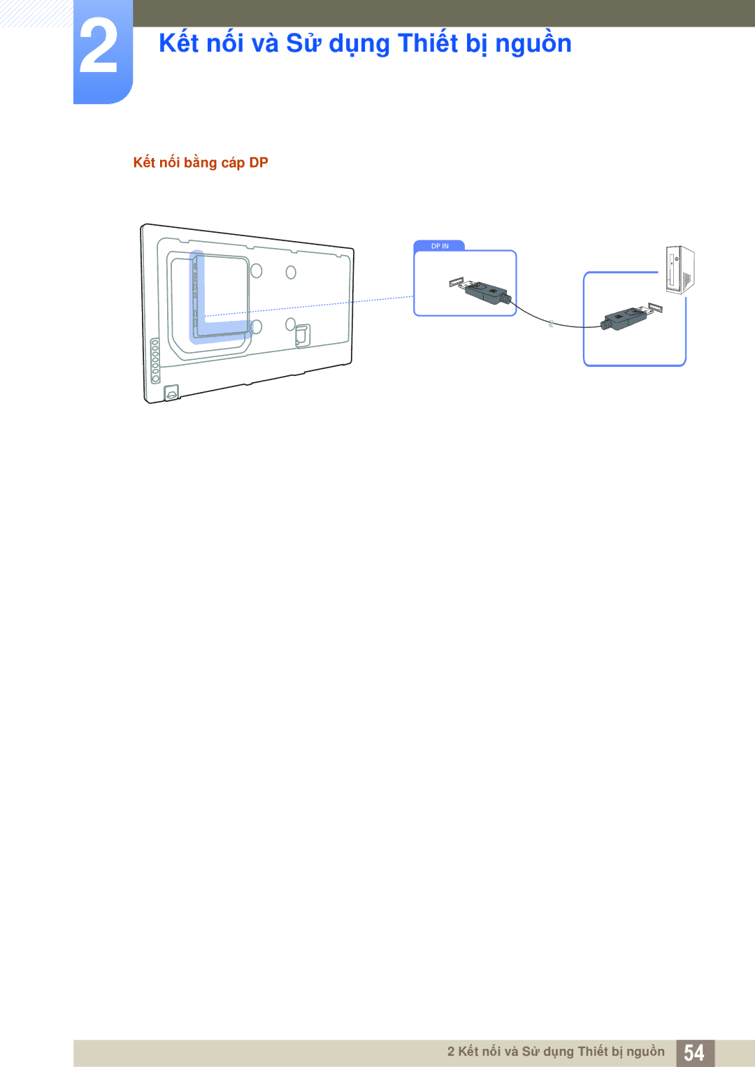 Samsung LH55MEBPLGC/XY, LH55MEBPLGC/XS manual Kết nối bằng cáp DP 