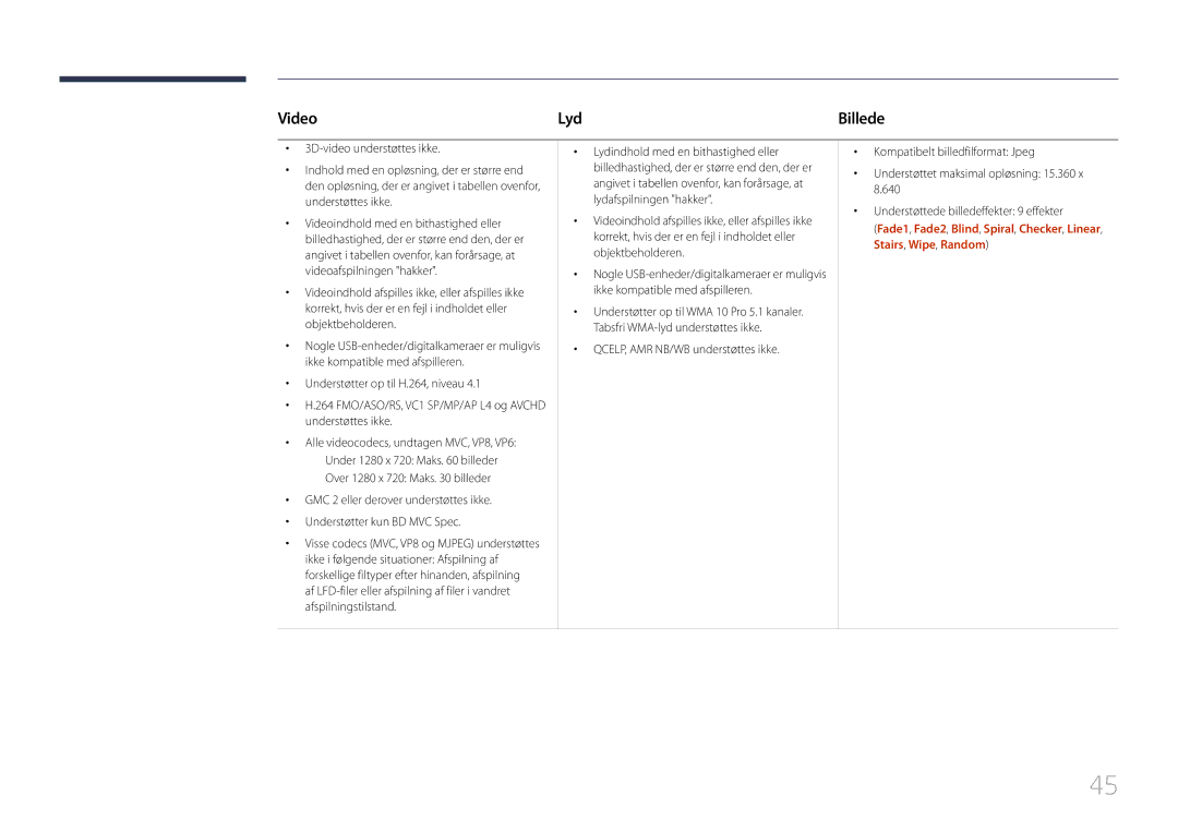 Samsung LH55OHDPKBC/EN, LH46OHDPKBC/EN, LH46OHDPKBC/XU manual Video Lyd, Billede 