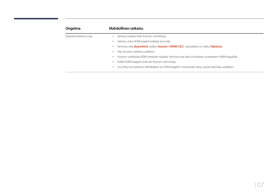 Samsung LH46OHDPKBC/XU, LH55OHDPKBC/EN, LH46OHDPKBC/EN manual 107 