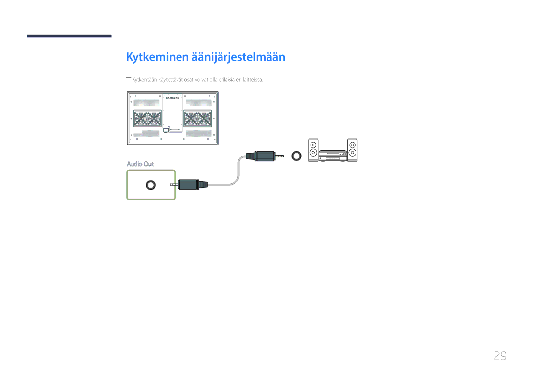 Samsung LH46OHDPKBC/XU, LH55OHDPKBC/EN, LH46OHDPKBC/EN manual Kytkeminen äänijärjestelmään 