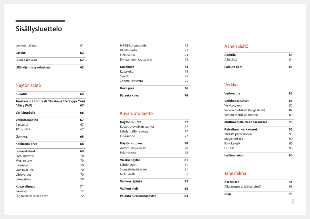 Samsung LH55OHDPKBC/EN, LH46OHDPKBC/EN, LH46OHDPKBC/XU manual Äänen säätö 