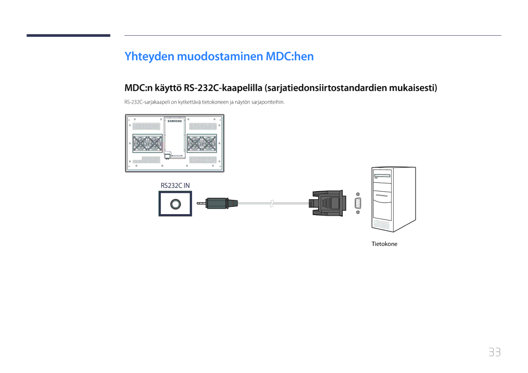 Samsung LH55OHDPKBC/EN, LH46OHDPKBC/EN, LH46OHDPKBC/XU manual Yhteyden muodostaminen MDChen 