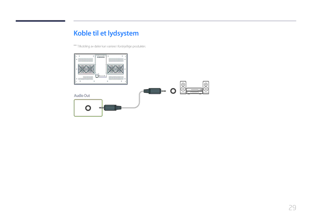 Samsung LH46OHDPKBC/XU, LH55OHDPKBC/EN, LH46OHDPKBC/EN manual Koble til et lydsystem 