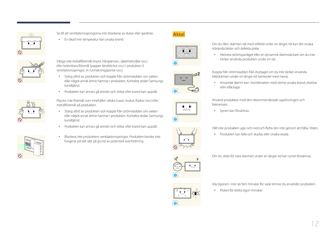 Samsung LH55OHDPKBC/EN, LH46OHDPKBC/EN, LH46OHDPKBC/XU manual Ventilationsspringor, in-/utmatningsportar osv 