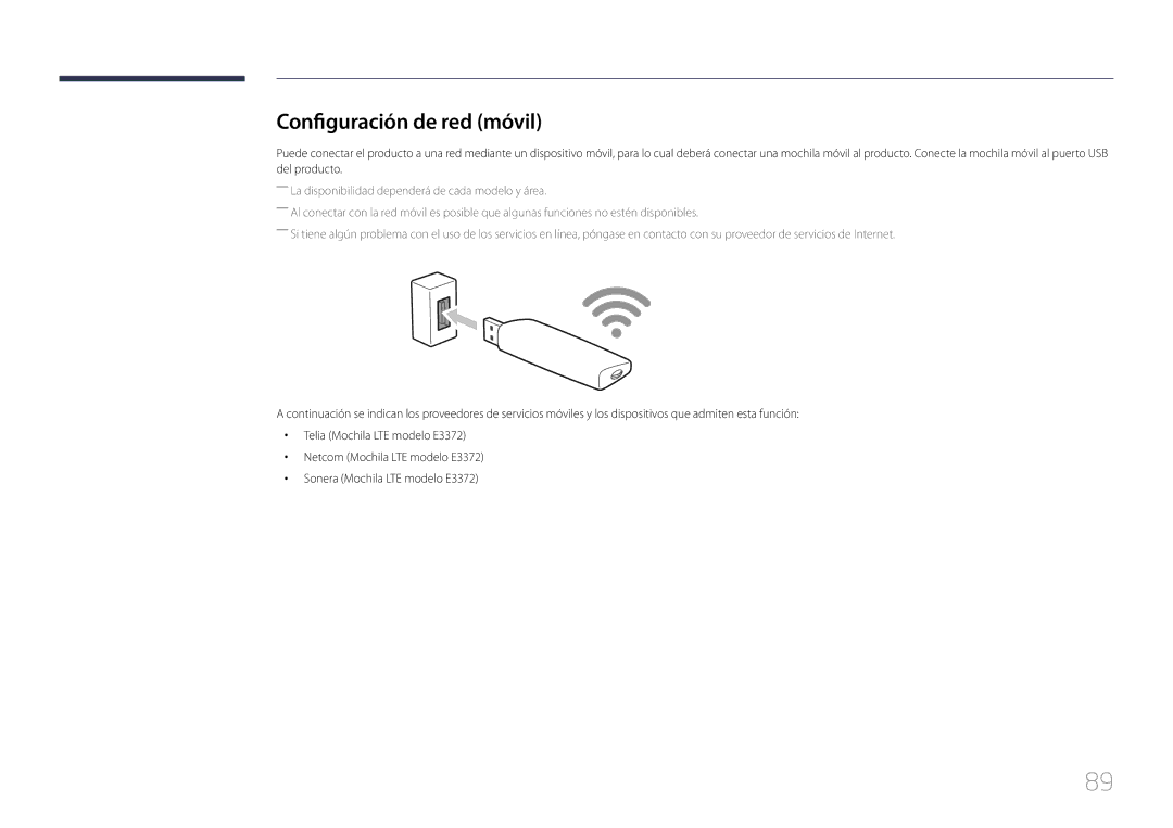 Samsung LH46OHDPKBC/EN, LH55OHDPKBC/EN manual Configuración de red móvil 