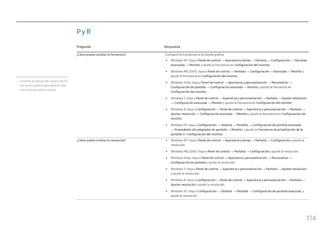 Samsung LH55OHFPKBC/EN, LH46OHFPKBC/EN manual 114, Pregunta Respuesta 