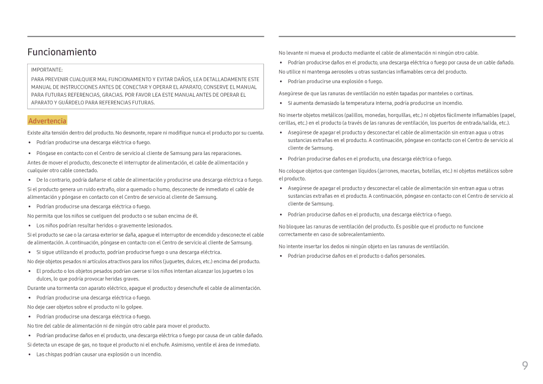 Samsung LH46OHFPKBC/EN, LH55OHFPKBC/EN manual Funcionamiento 