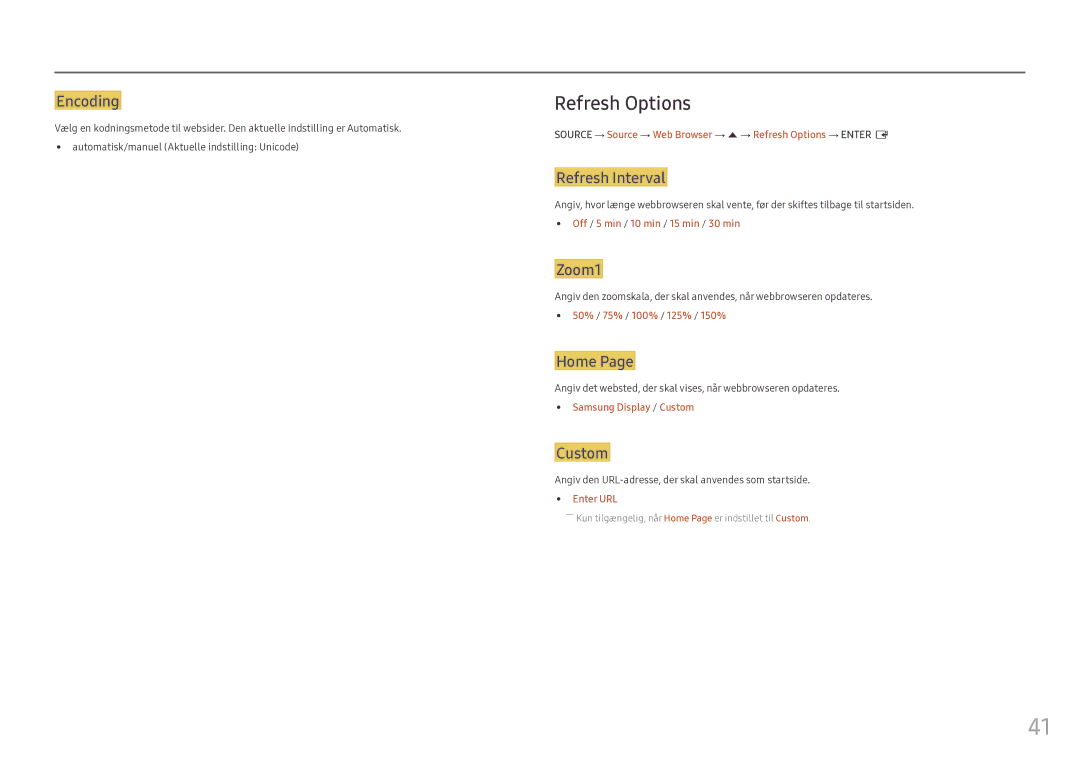 Samsung LH46OHFPKBC/EN, LH55OHFPKBC/EN, LH55OHFPVBC/EN manual Refresh Options 