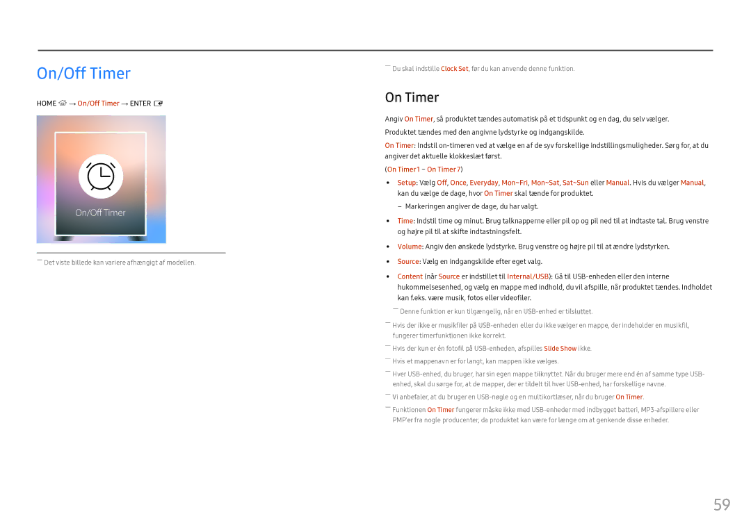 Samsung LH46OHFPKBC/EN, LH55OHFPKBC/EN, LH55OHFPVBC/EN manual On Timer, Home → On/Off Timer → Enter E 